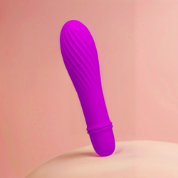 Лиловый вибратор Jonathan с бороздками - 12,3 см.