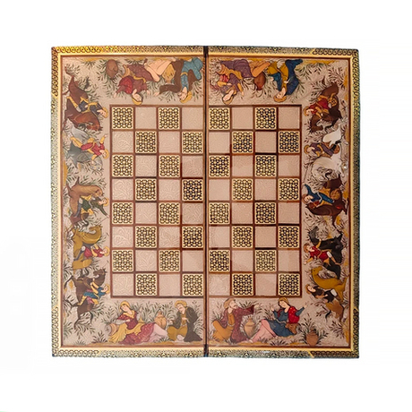 Шахматы и нарды хатам кари "Лейли и Маджнун" 820 премиум ручная работа Иран