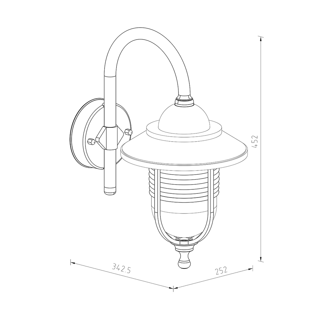 Уличный настенный светильник 100Вт E27, пластик, чёрный