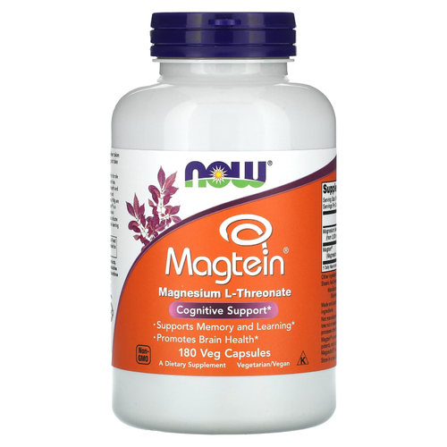 NOW Foods, Magtein®, L-треонат магния, 180 вегетарианских капсул