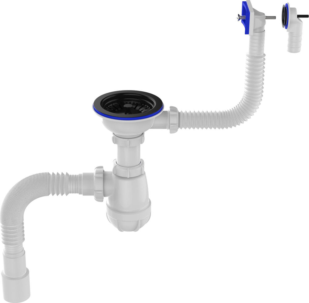 СИФОН ДЛЯ МОЙКИ 3 1/2Х40 AQUANT С ЧЁРНОЙ МЕТ.РЕШ. 40Х40/50