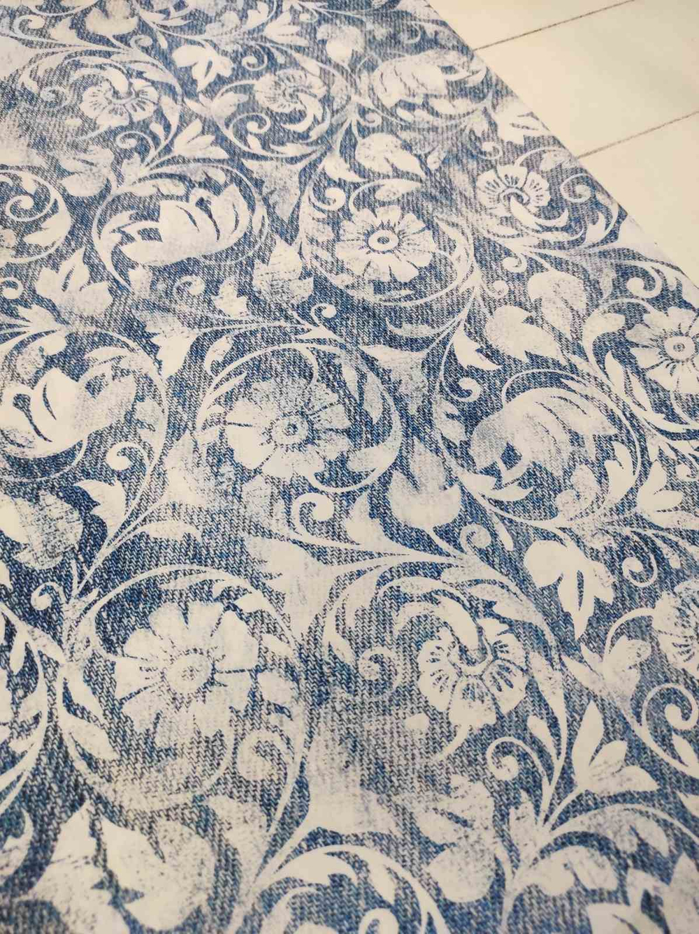 Дюспо (курточная ткань). Принт- Джинс абстракция, 2м