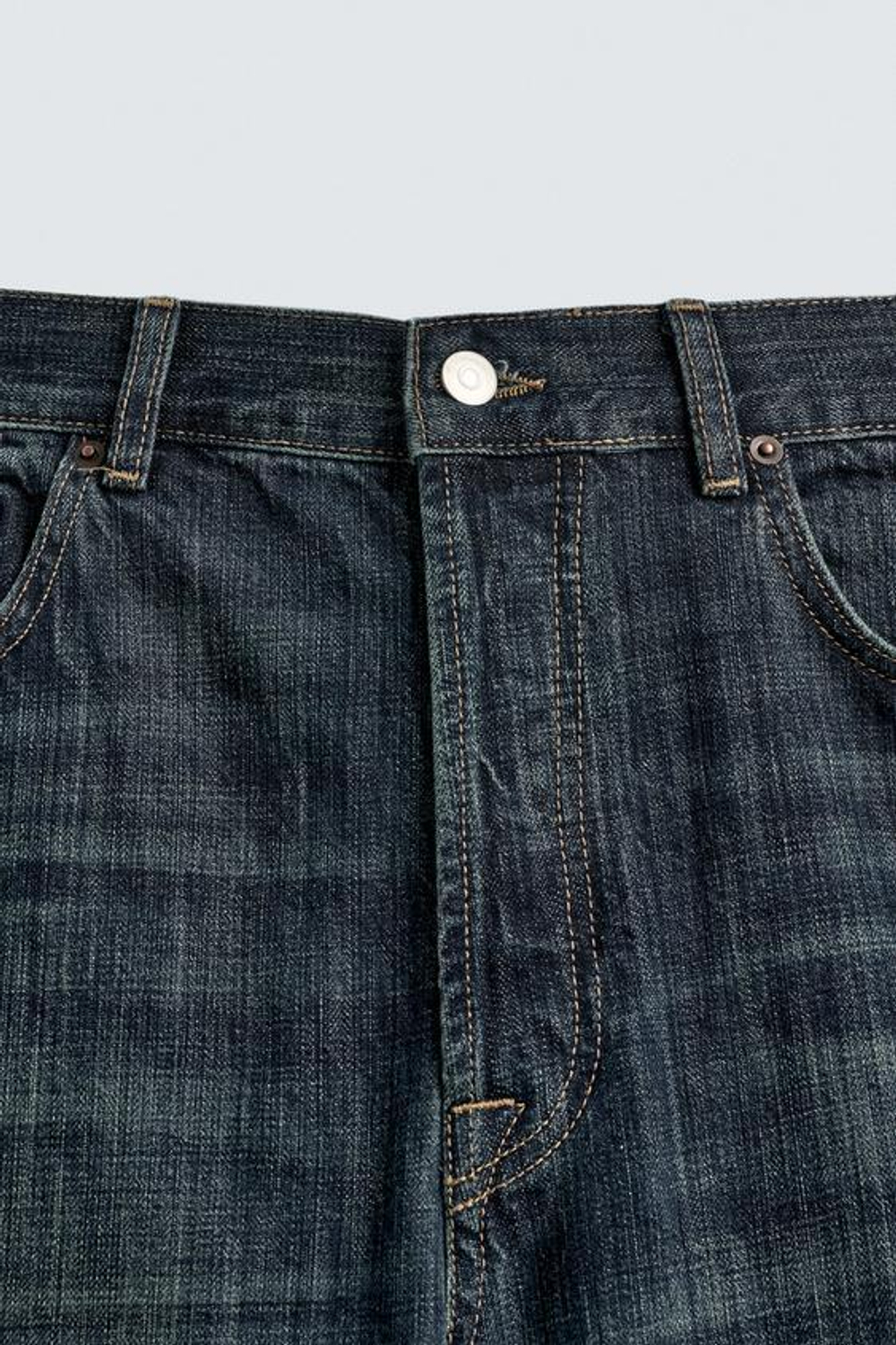 ZARA ДЖИНСЫ ШИРОКОГО КРОЯ, ЗЕЛЕНОВАТО-СИНИЙ