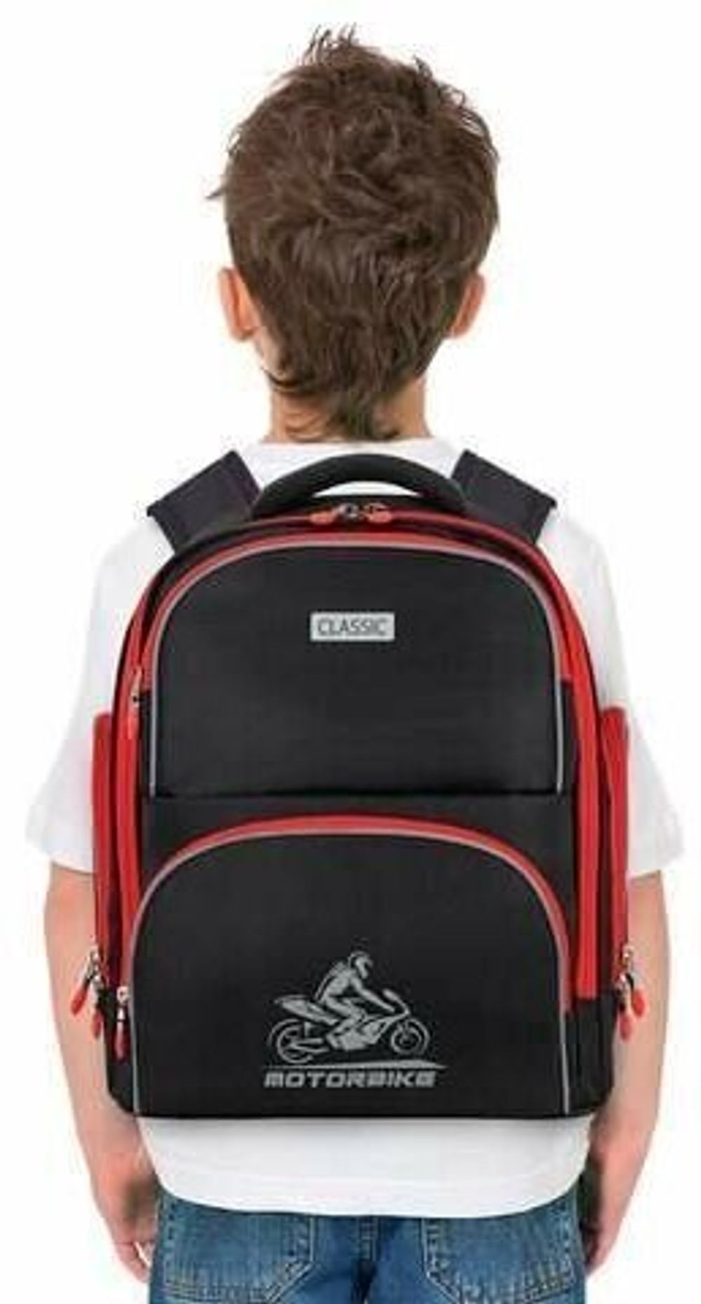 Рюкзак BRAUBERG CLASSIC, легкий каркас, премиум материал, "Motorbike", черный, 270583