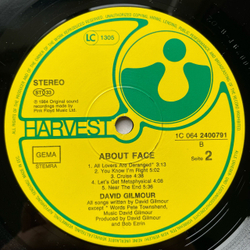 Винтажная виниловая пластинка LP David Gilmour About Face (Германия 1984)