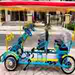 Семейный велосипед, шестиместный, зелёный