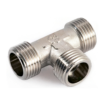 Тройник латунный резьбовой равнопроходный STOUT (НР) - 3/4"  (никелированный)