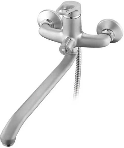 Смеситель для ванн Фрап F2213-1 длинный поворотный излив (матовый хром)