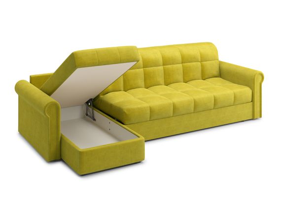 Диван угловой с оттоманкой Палермо 1,8 - Velutto 28 оливковый/кант 28 оливковый