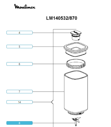 Блок ножа для блендера Tefal (Тефаль) MS-0A11814