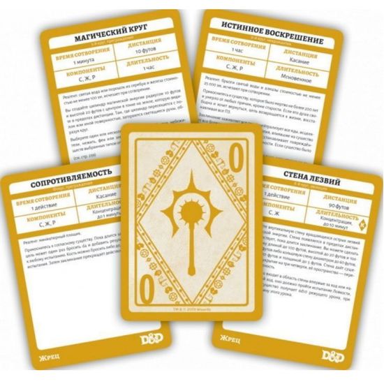 Настольная игра Dungeons & Dragons. Карты заклинаний. Жрец