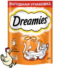 Dreamies лакомство для взрослых кошек с курицей 140 г