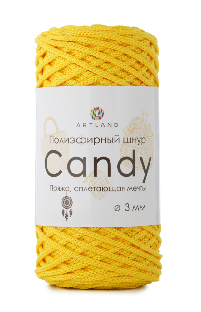 Полиэфирный шнур Candy 3 мм, 200 гр, 100м, ярко-желтый
