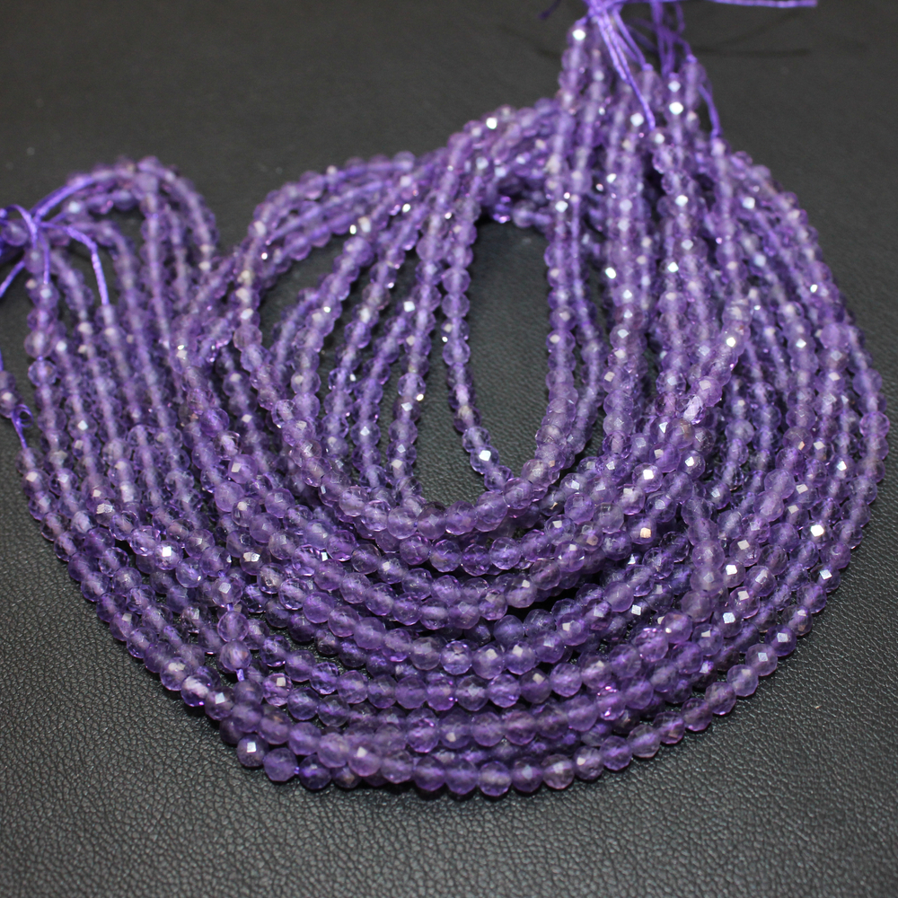 Аметист АА качество юв. огранка бусины 2мм 3мм 4мм 5мм