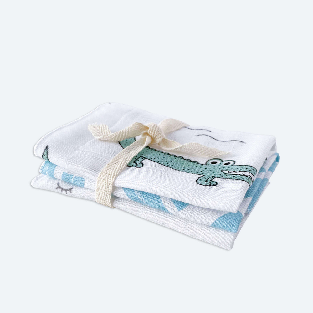 Сет из 3х муслиновых салфеток Mjölk Крокодилы/Краски/Глазки