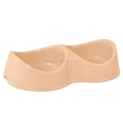 Миска пластиковая двойная "Бисквит", бежевая, 2*0,2л, Gamma