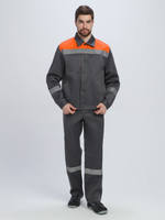 Костюм Лигор-1 СОП (тк.Смесовая,210) брюки, т.серый/оранжевый