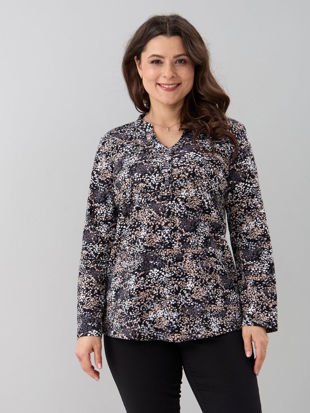 Блузка БЛ-22/черный-бежабстракция