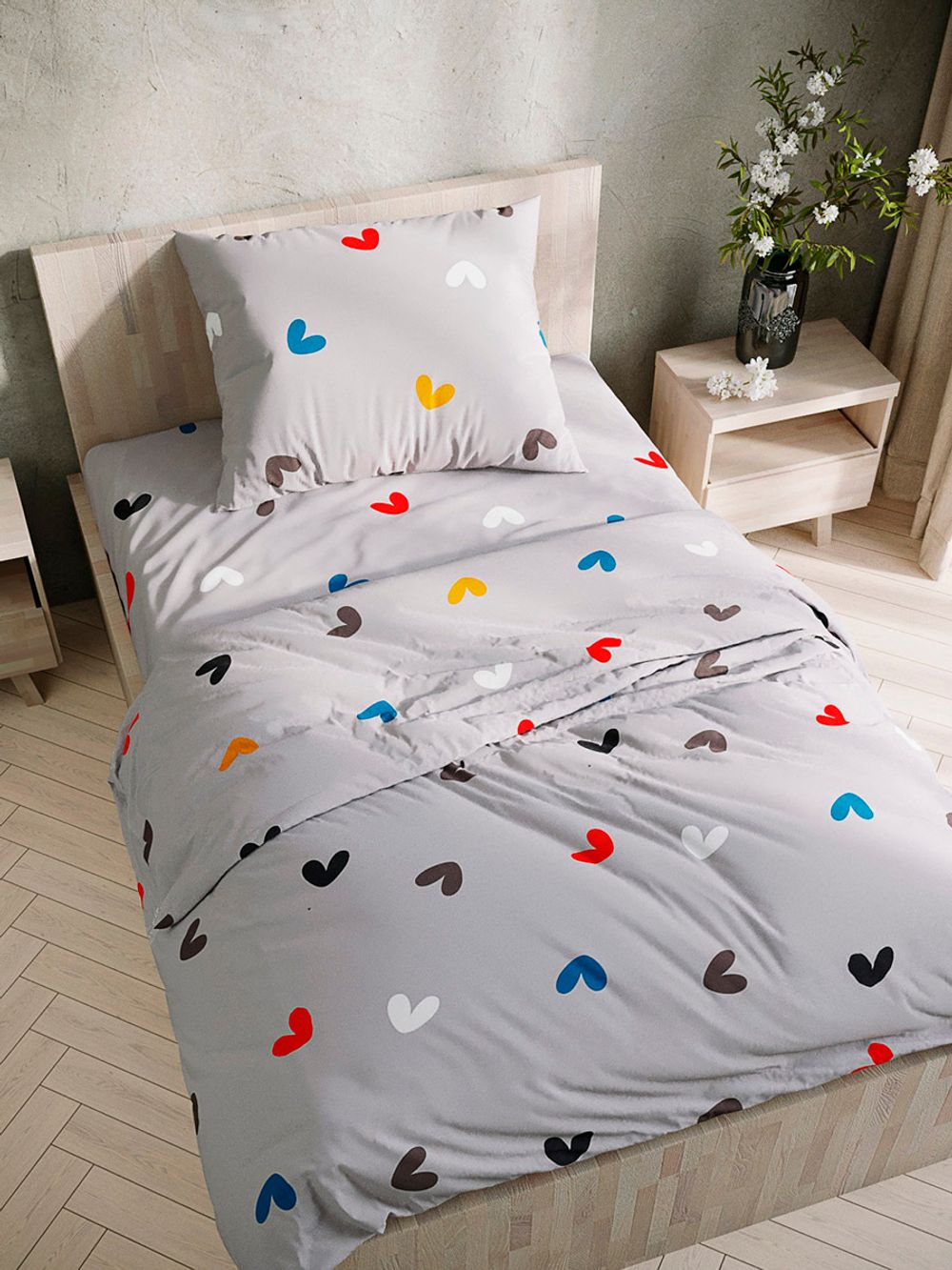 Простынь на резинке полисатин Simple House "Lazar" 90x200 см