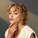 Серьги ORI TAO, Bloom, в форме цветка с черным перламутром, OT25.2-12-32201 (золотистый)