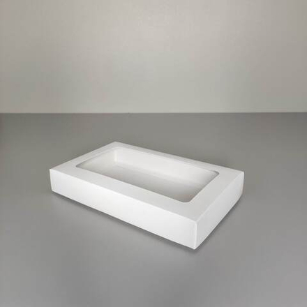 Коробка для пряников и печенья с окном белая 20х12х3 см