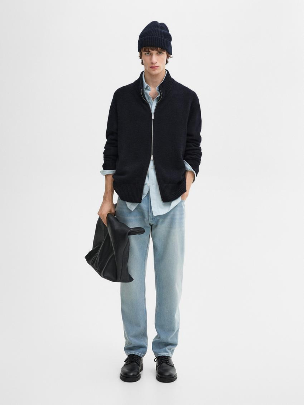 Massimo Dutti кардиган из кашемира с застежкой-молнией, темно-синий