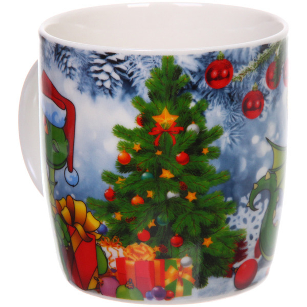 Кружка керамическая 370мл «Загадочный Дракон» с ложкой в подарочной коробке