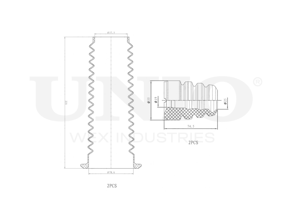 Комплект пыльник и отбойник UNIO DUC-50046