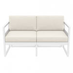 Диван пластиковый двухместный с подушками Siesta Contract Mykonos, белый, бежевый