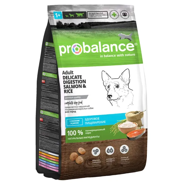 Сухой корм ProBalance Delicate Digestion для взрослых собак с лососем и рисом, при нарушении пищеварения