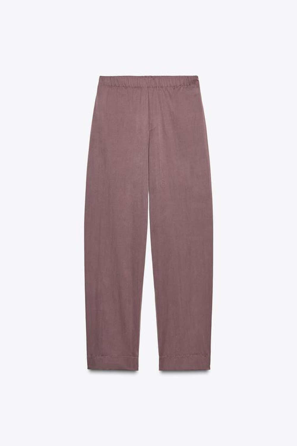 ZARA НЕЙЛОНОВЫЕ БРЮКИ С ПУГОВИЦАМИ СНИЗУ, ТЕМНО-РОЗОВЫЙ