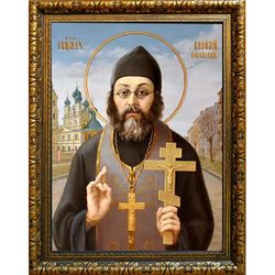 Василий Сокольский, священномученик пресвитер. Икона на холсте.