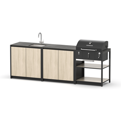 Барбекю комплекс Lounge F-104SB, 2.6 м, дуб сонома/черный мрамор