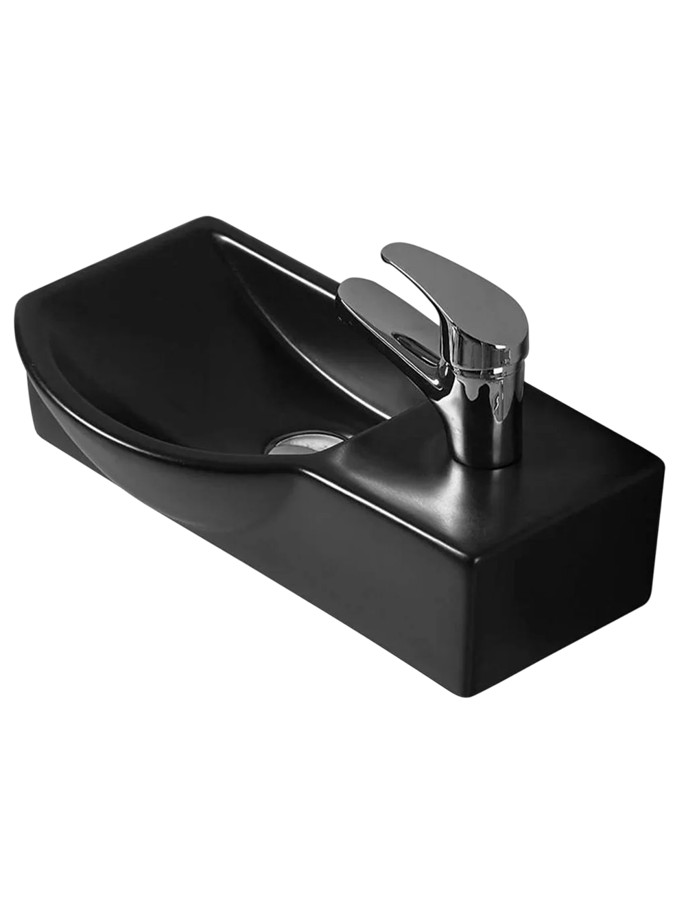 Раковина подвесная (матовая черная)  WeltWasser WW AISBACH 7940 MT-BL R 400х220х120