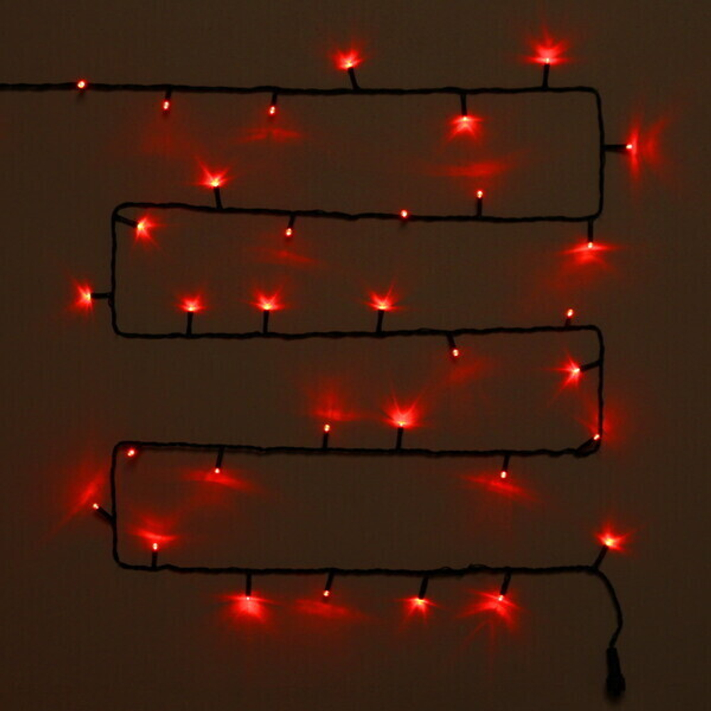 Гирлянда для улицы 20м 240 ламп LED чёрный провод, 8 реж, IP-54, Красный (возможность соединения)