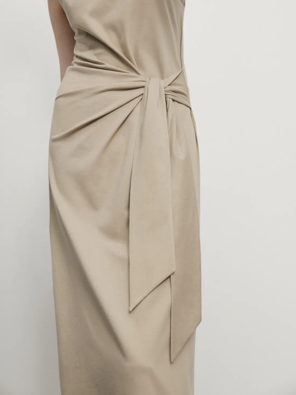 Massimo Dutti Платье миди с завязками, дымчатый