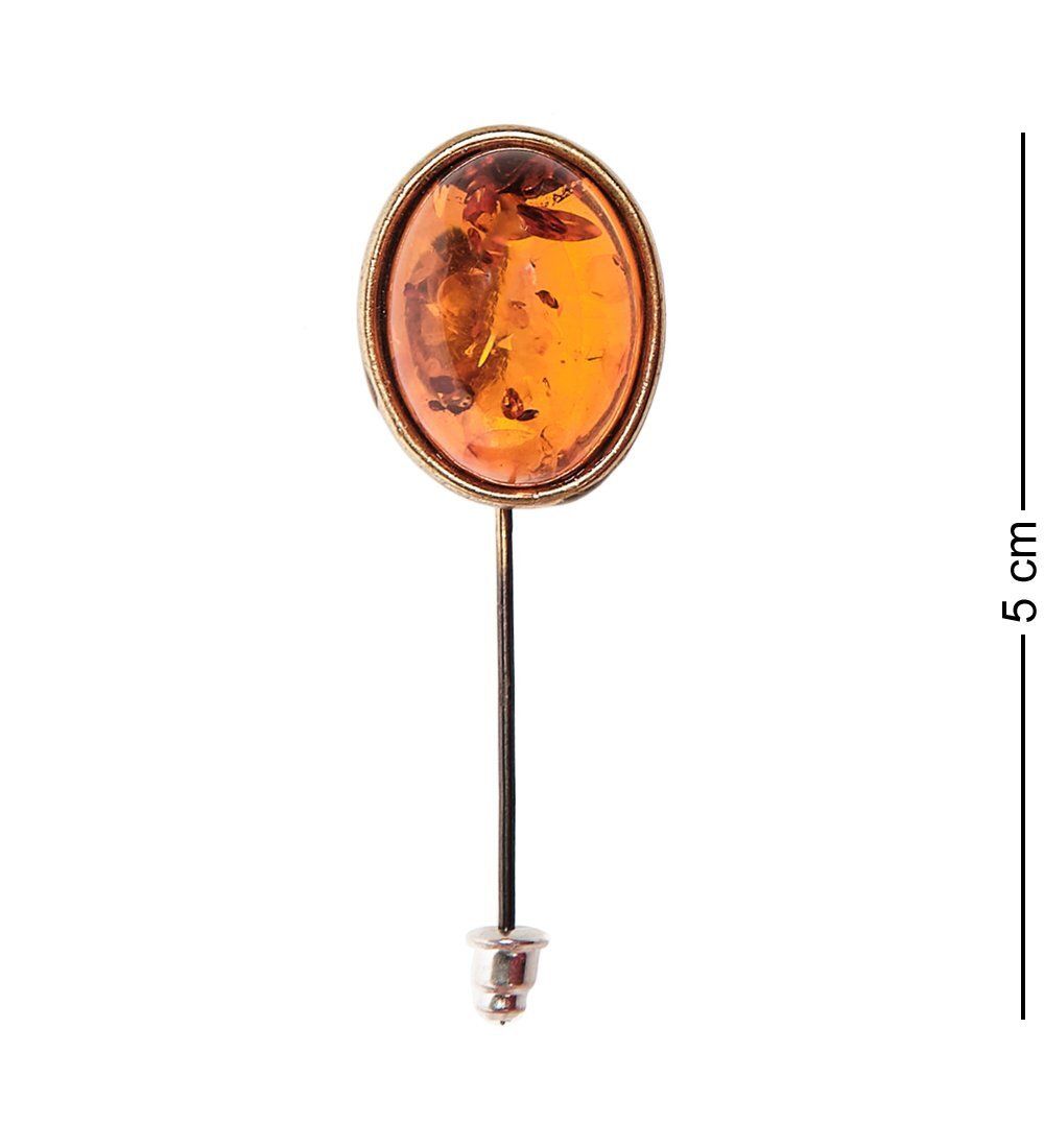 AM-2276 Булавка декоративная (латунь, янтарь)