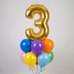 Набор из 9 шаров с цифрой 3.