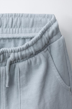 ZARA БРЮКИ-ДЖОГГЕРЫ GARMENT DYE С НАШИВКОЙ, ГОЛУБОЙ