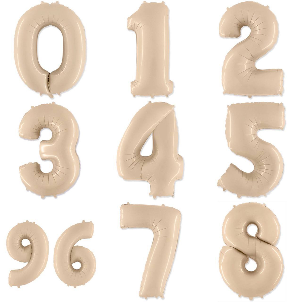 Фольгированные цифры 102 см с гелием (сатин-крем)