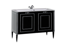 Тумба с раковиной Aquanet Паола 120 черный/серебро (литьевой мрамор)