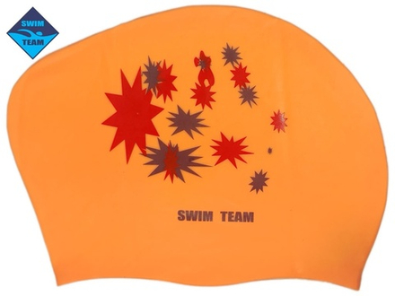 Шапочка для плавания для длинных волос звёзды: KW-S  (Оранжевый)