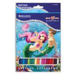 Карандаши цветные BRAUBERG "Морские легенды", 18 цв., заточенные, картонная упаковка с блестками, 180553