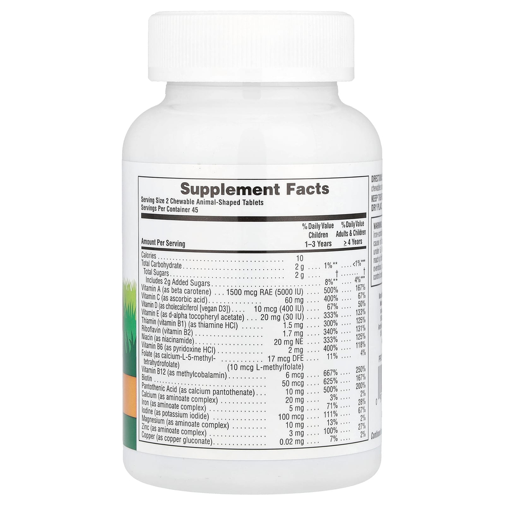NaturesPlus, Animal Parade®, жевательные мультивитамины для детей, со вкусом вишни, винограда и апельсина, 90 таблеток в форме животных