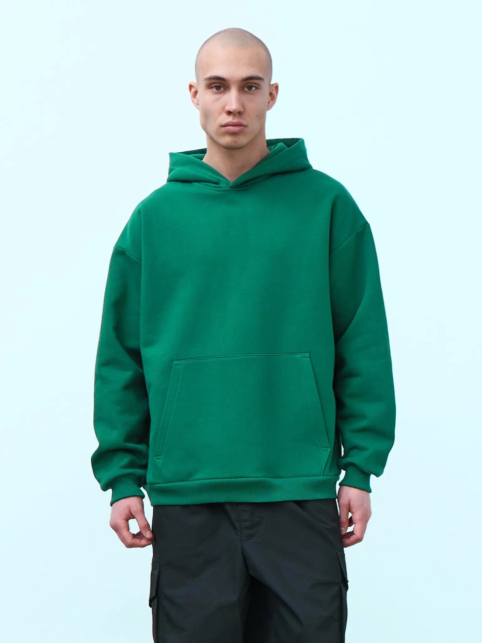 Худи оверсайз с начесом (зеленый)