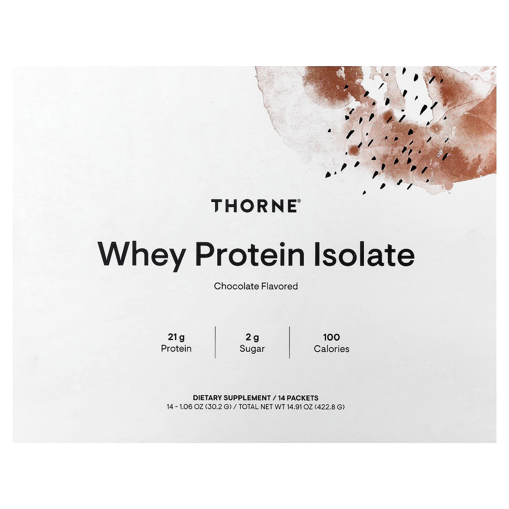 Thorne, Изолят сывороточного протеина, шоколад, 14 пакетиков по 30,2 г (1,06 унции)