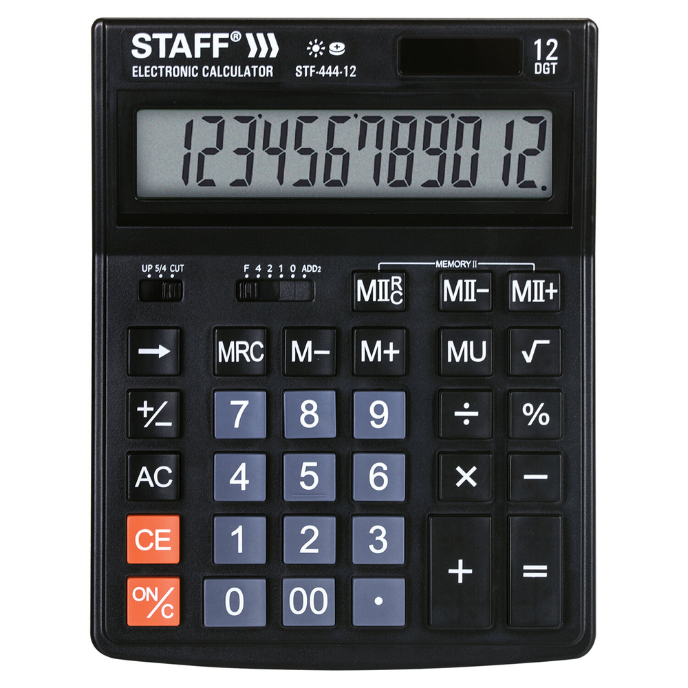 Калькулятор настольный STAFF STF-444-12 (199x153 мм) 12 разрядов двойное питание