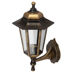 Садово-парковый светильник ЭРА НБУ 06-60-001 бронза 6 гранный настенный IP44 Е27 max60Вт | Садово-парковые светильники