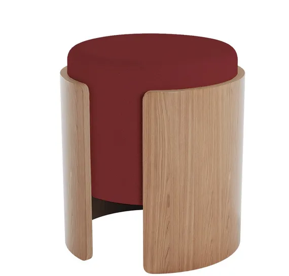 Пуф Lagom (бордовый FiberGuard, натуральный дуб)