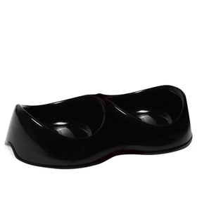 Миска пластиковая двойная "Инь Ян", черная, 2*0,2л, Gamma